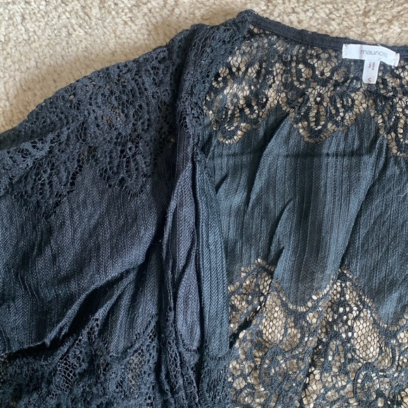 3/$12 - Maurice’s Black Lace Kimono - Picture 3 of 4